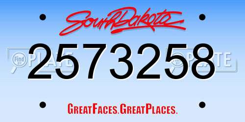 2573258 South Dakota License Plate