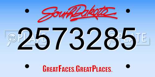 2573285 South Dakota License Plate