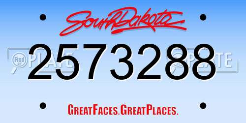 2573288 South Dakota License Plate