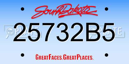 25732B5 South Dakota License Plate