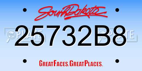 25732B8 South Dakota License Plate