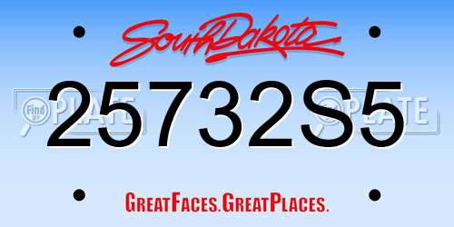 25732S5 South Dakota License Plate