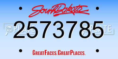 2573785 South Dakota License Plate