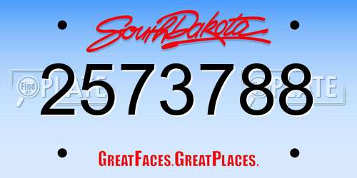 2573788 South Dakota License Plate