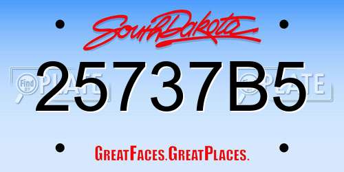 25737B5 South Dakota License Plate