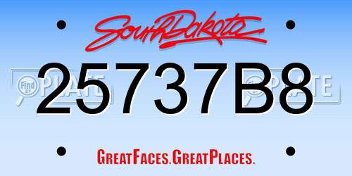 25737B8 South Dakota License Plate