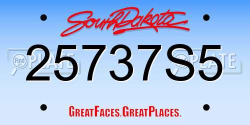 25737S5 South Dakota License Plate