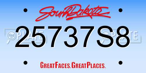 25737S8 South Dakota License Plate