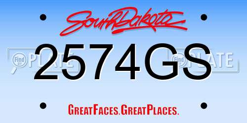 2574GS South Dakota License Plate