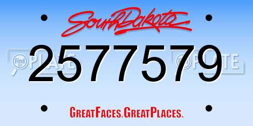 2577579 South Dakota License Plate