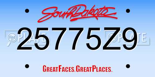 25775Z9 South Dakota License Plate