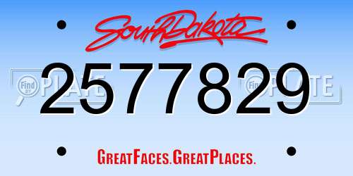 2577829 South Dakota License Plate