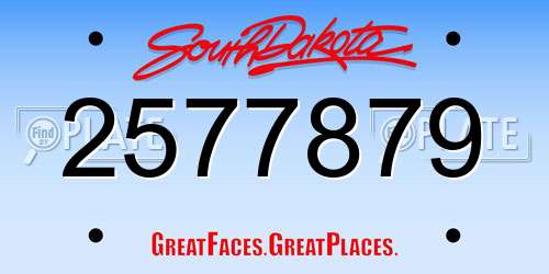 2577879 South Dakota License Plate