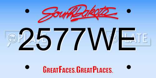 2577WE South Dakota License Plate