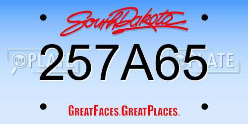 257A65 South Dakota License Plate