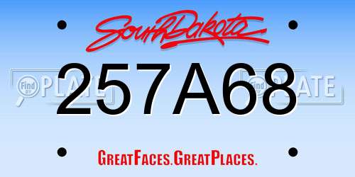 257A68 South Dakota License Plate
