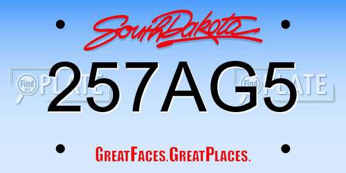 257AG5 South Dakota License Plate