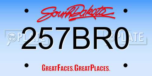 257BR0 South Dakota License Plate