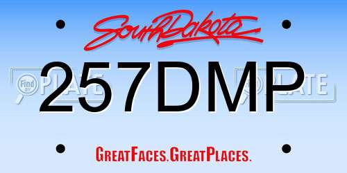 257DMP South Dakota License Plate