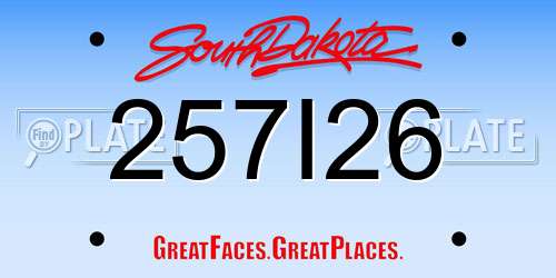 257I26 South Dakota License Plate