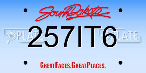 257IT6 South Dakota License Plate