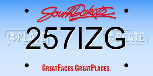 257IZG South Dakota License Plate