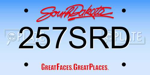 257SRD South Dakota License Plate