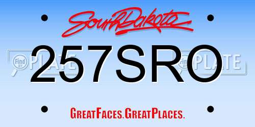 257SRO South Dakota License Plate
