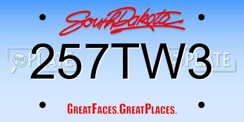 257TW3 South Dakota License Plate