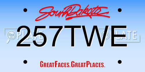 257TWE South Dakota License Plate