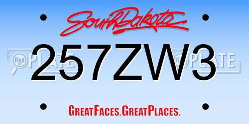 257ZW3 South Dakota License Plate