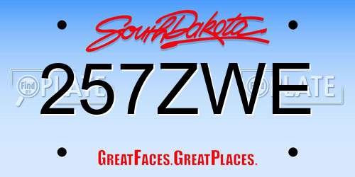 257ZWE South Dakota License Plate
