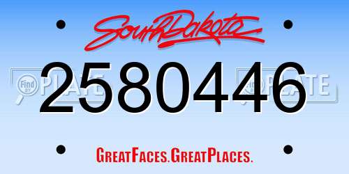 2580446 South Dakota License Plate