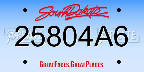 25804A6 South Dakota License Plate