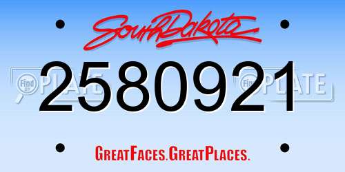 2580921 South Dakota License Plate