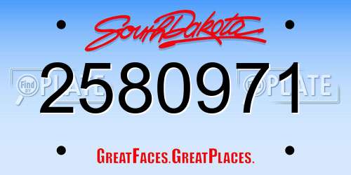 2580971 South Dakota License Plate