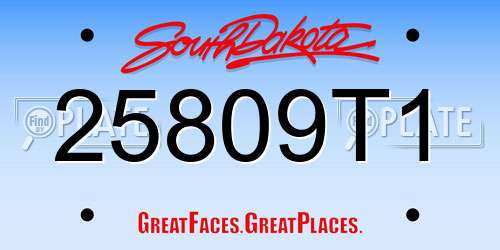 25809T1 South Dakota License Plate