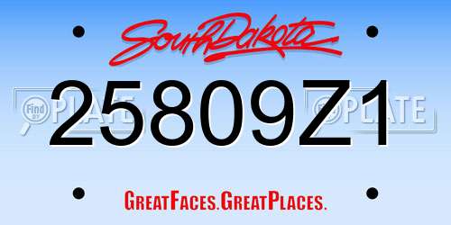 25809Z1 South Dakota License Plate
