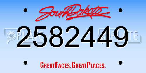 2582449 South Dakota License Plate