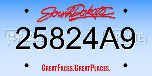 25824A9 South Dakota License Plate