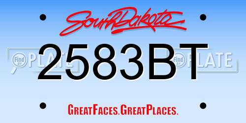 2583BT South Dakota License Plate