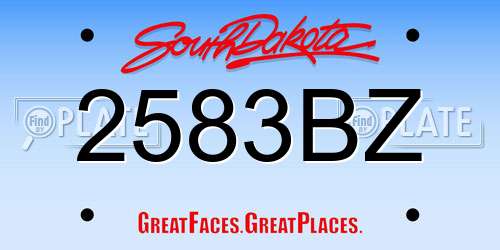 2583BZ South Dakota License Plate