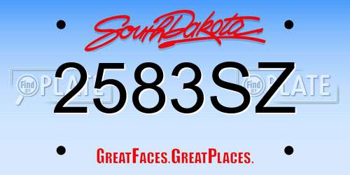 2583SZ South Dakota License Plate