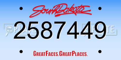 2587449 South Dakota License Plate