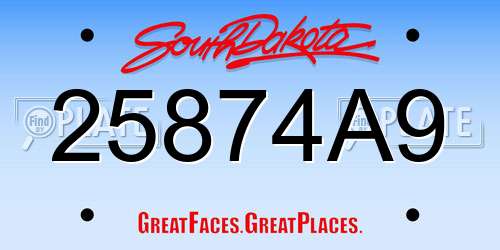 25874A9 South Dakota License Plate