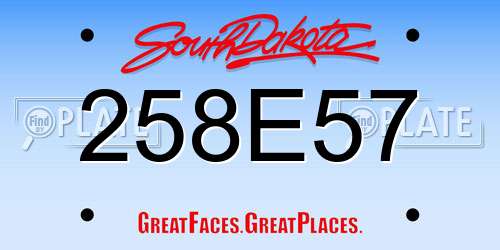258E57 South Dakota License Plate