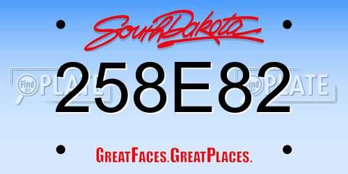 258E82 South Dakota License Plate
