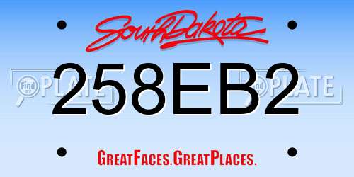 258EB2 South Dakota License Plate