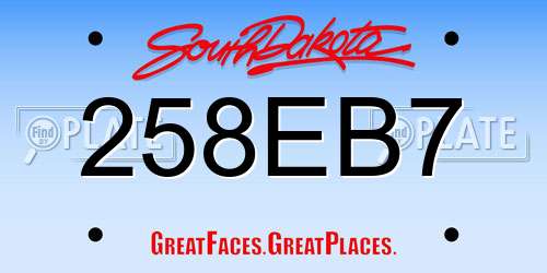 258EB7 South Dakota License Plate