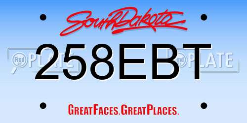 258EBT South Dakota License Plate